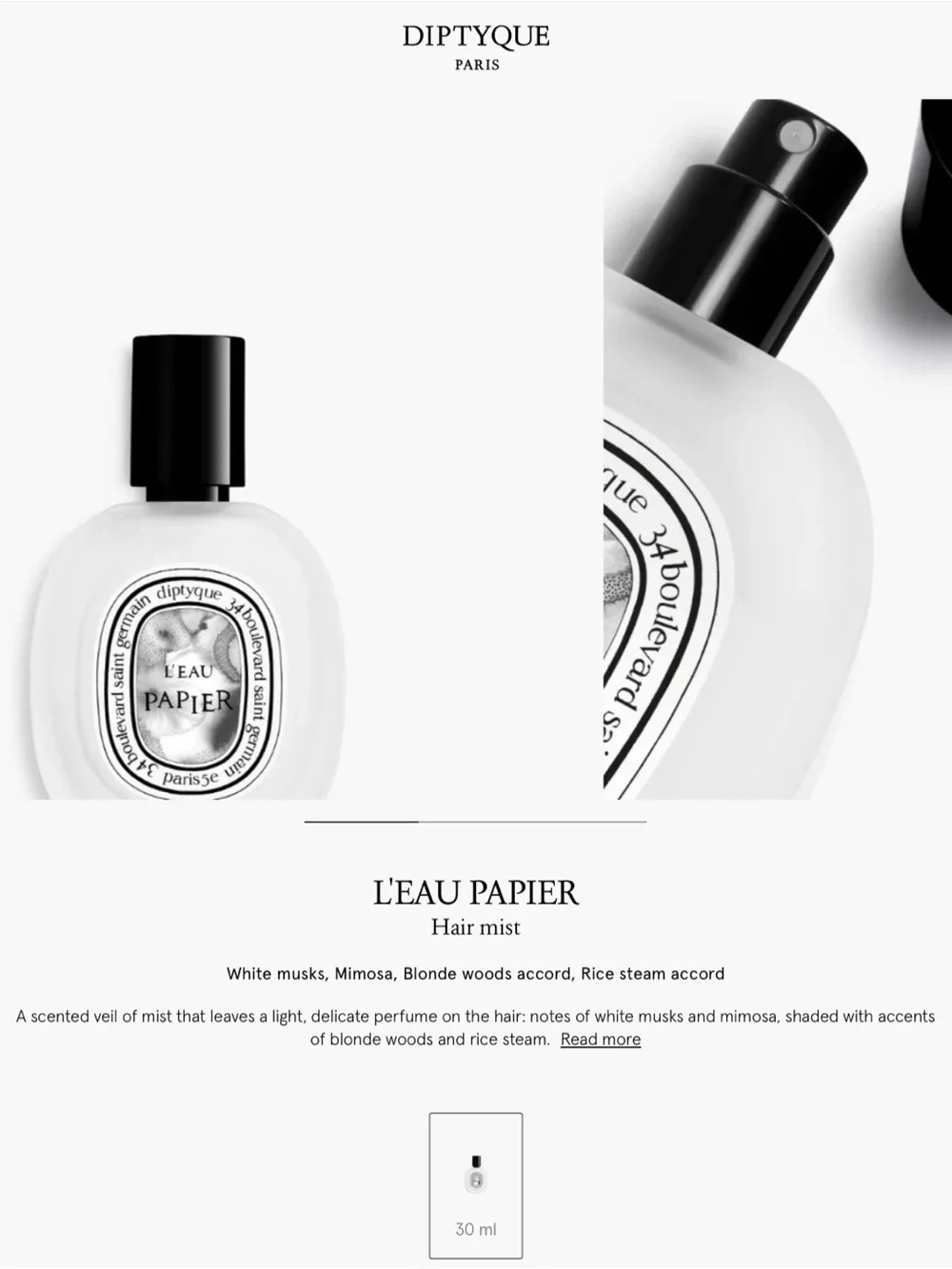 diptyque L'Eau Papier Hair Mist